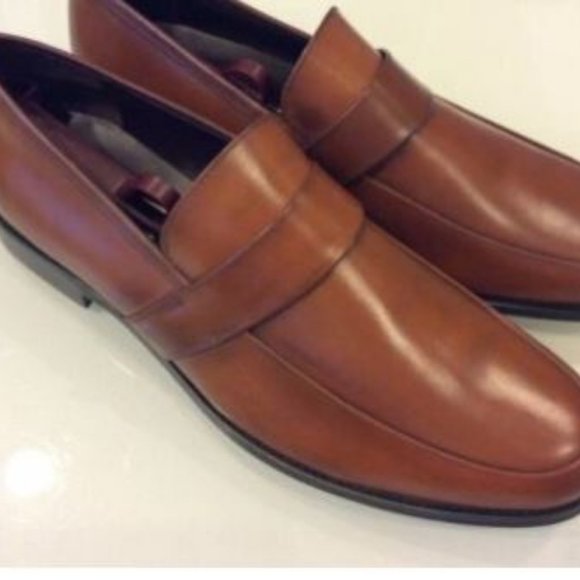 Karl Lagerfeld Paris Leather Loafers Cognac Men’s NEW